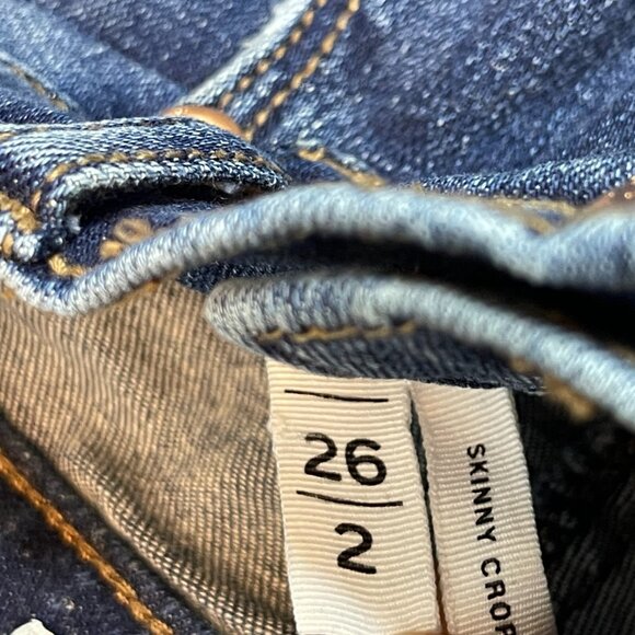 LOFT Women Classic Preppy Embroidered Slim Skinny Ankle Crop Dark Wash Jean 2 - Picture 7 of 11